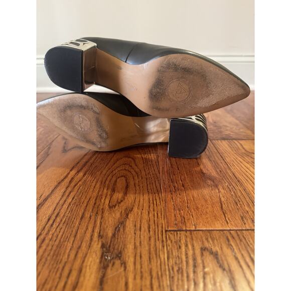 Adrienne Vittadini Flori Metallic Heel Pumps Womens 7 Black Metallic Block Heel - Picture 15 of 16